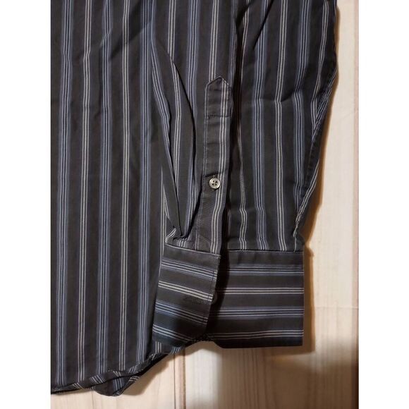 Banana‎ Republic Shirt Men's Large Slim Fit Navy Button Front Long Sleeve - Picture 4 of 8